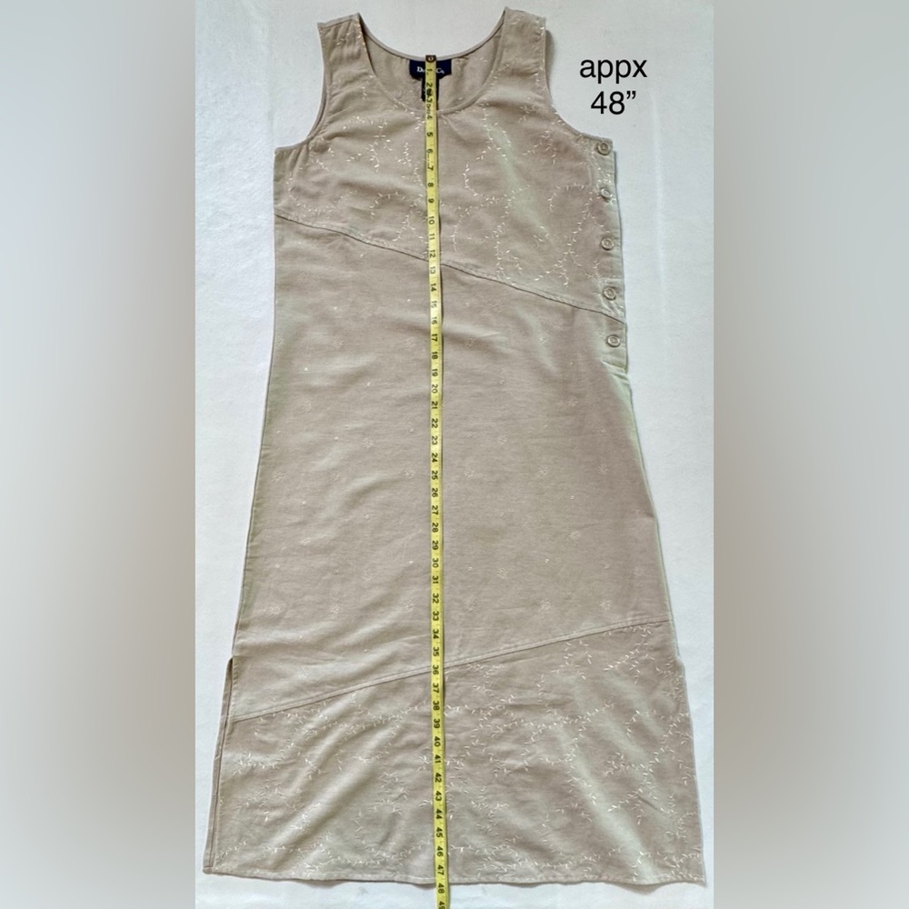 Linen Blend Sleeveless Embroidered Eyelet Maxi Dress (S) - Picture 10 of 16